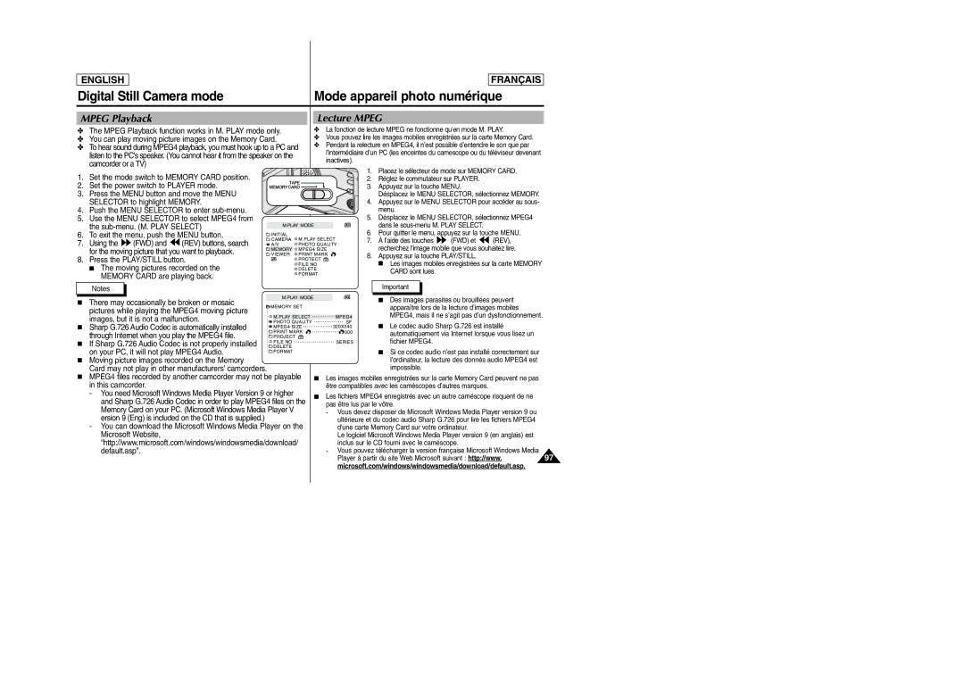 Samsung D305 manual Mpeg Playback Lecture Mpeg 