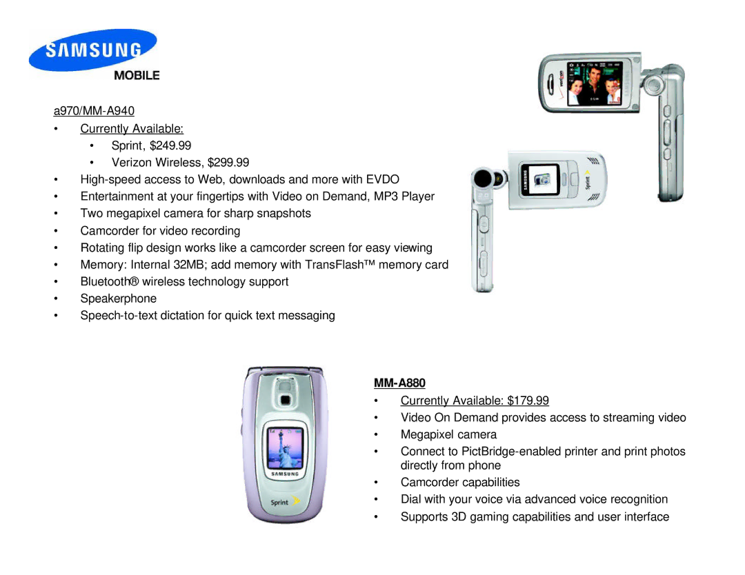 Samsung D307 manual MM-A880 