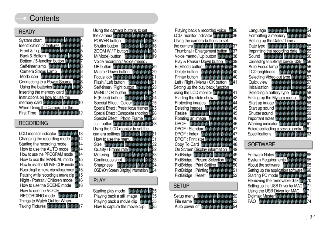 Samsung D53 manual Contents 