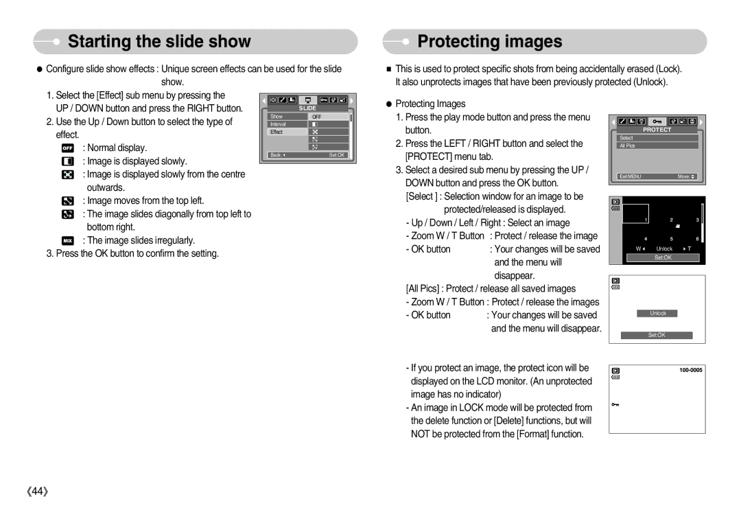 Samsung D53 manual Protecting images 