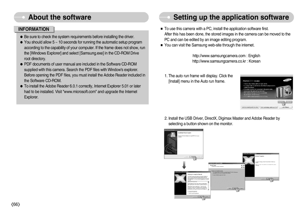 Samsung D53 manual Setting up the application software 