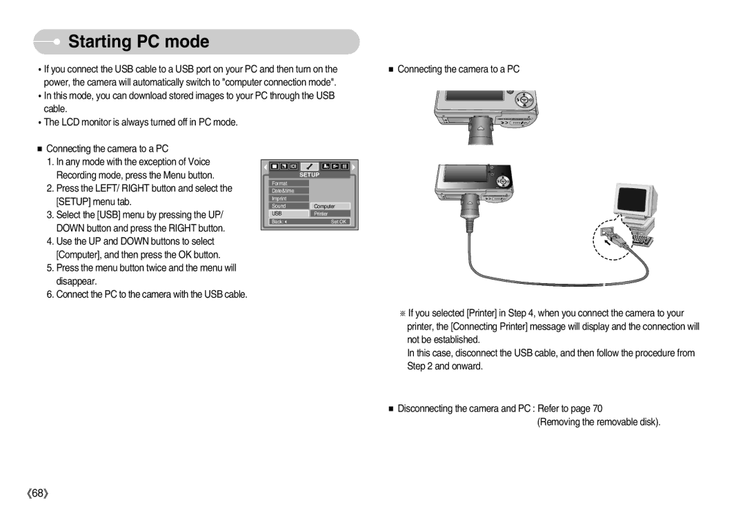 Samsung D53 manual Starting PC mode 