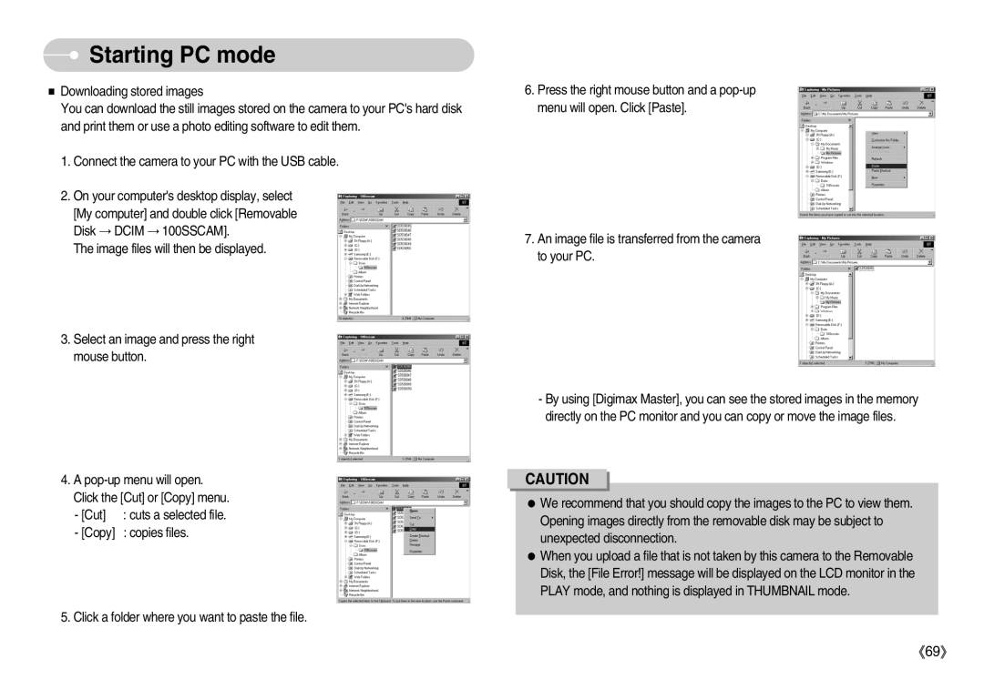 Samsung D53 manual Starting PC mode 