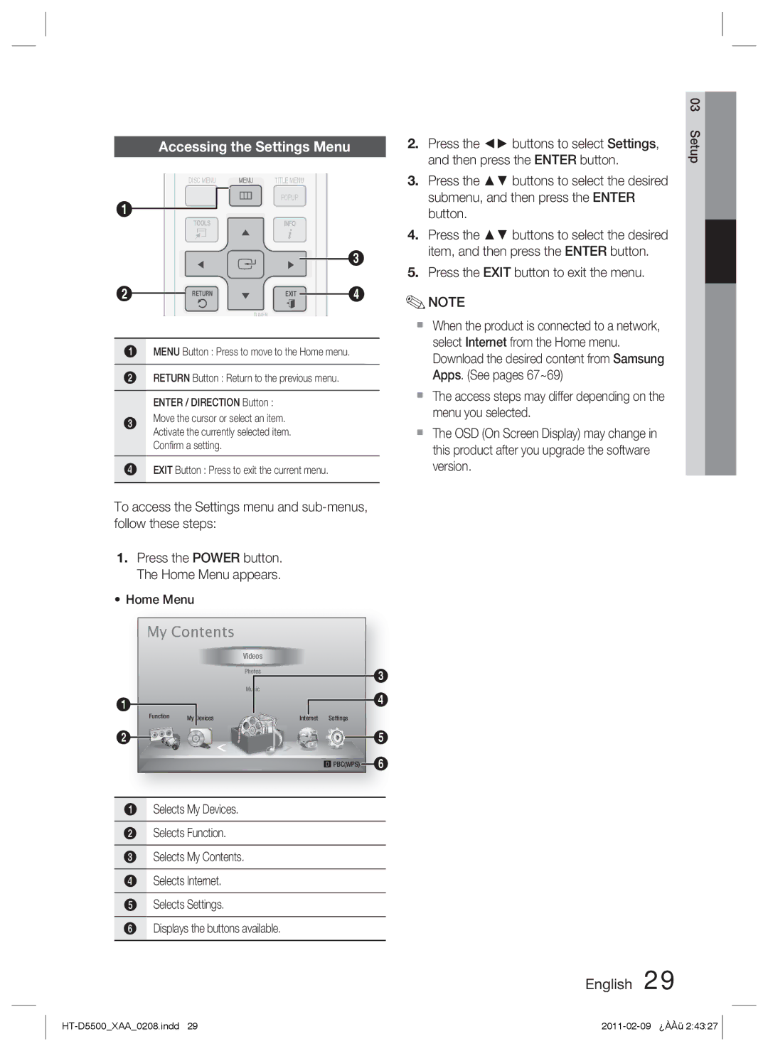 Samsung D5500 user manual My Contents 