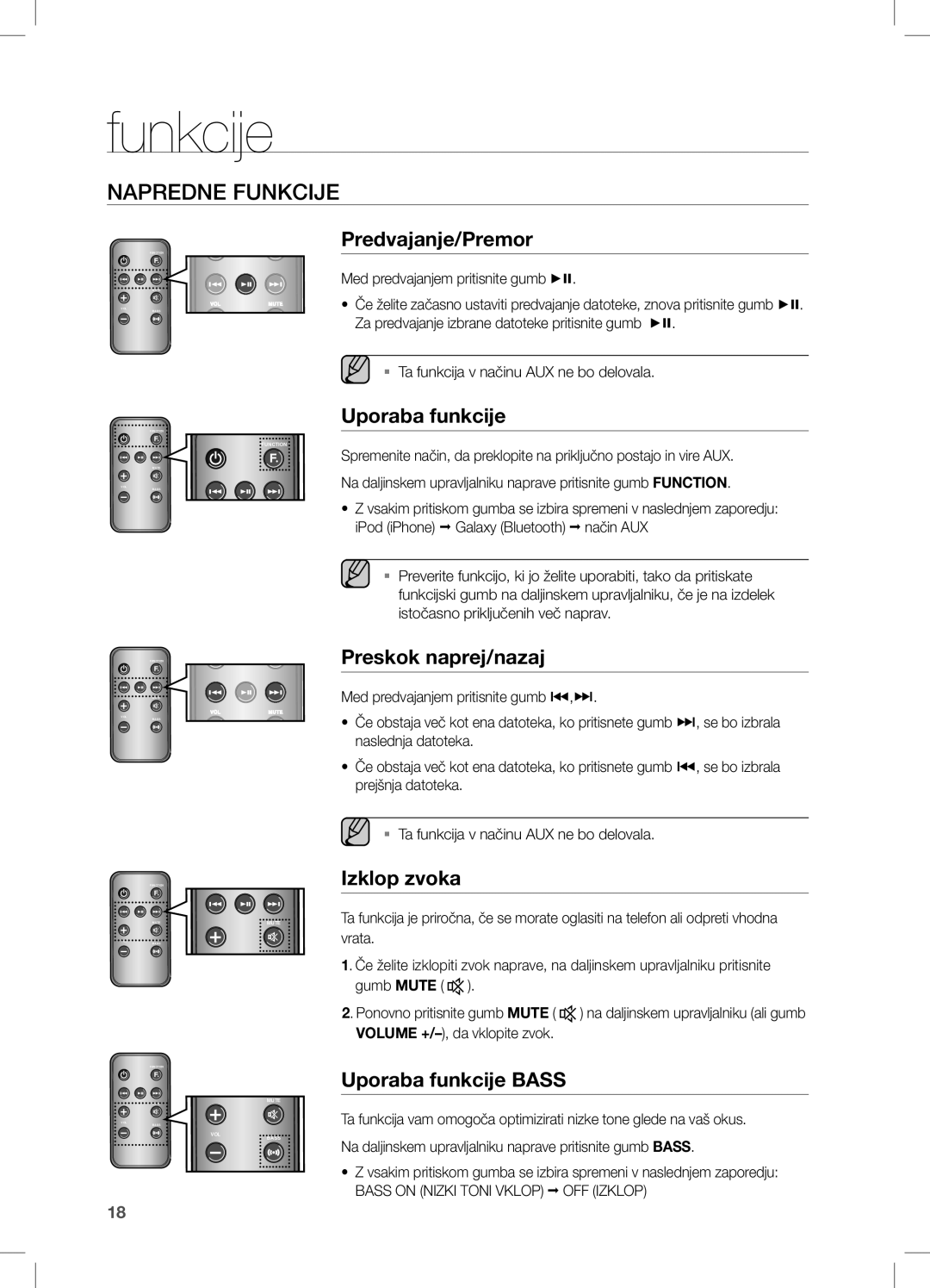 Samsung DA-E550/EN, DA-E550/ZF, DA-E550/XE manual Napredne Funkcije 