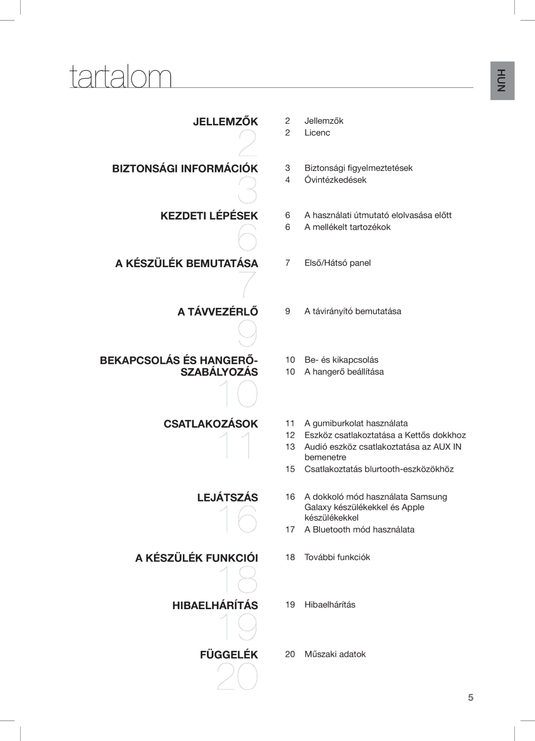 Samsung DA-E550/XE, DA-E550/EN, DA-E550/ZF manual Tartalom, Kezdeti Lépések 