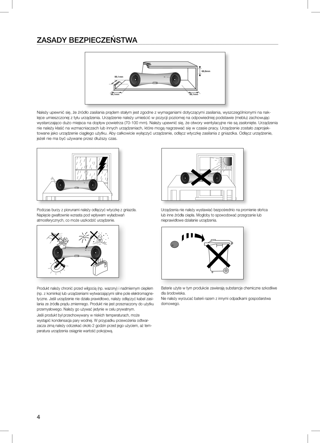 Samsung DA-E550/ZF, DA-E550/EN, DA-E550/XE manual ZaSaDY BeZPiecZeŃSTWa 