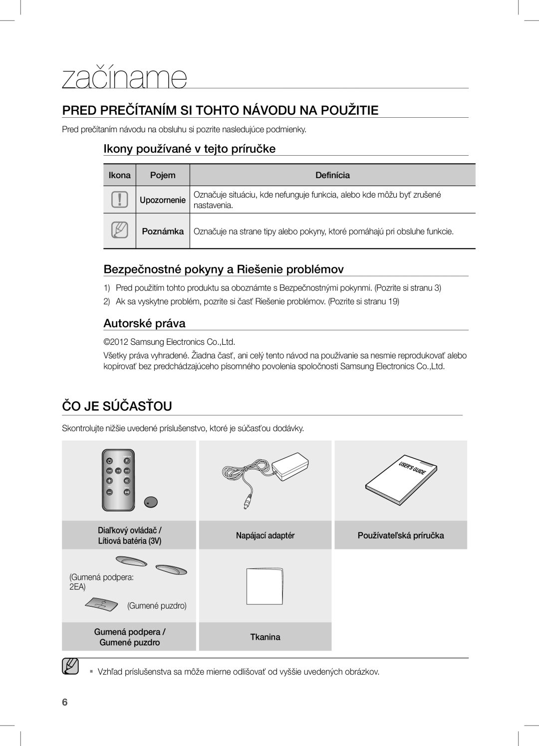 Samsung DA-E550/EN, DA-E550/ZF, DA-E550/XE manual Začíname, Pred prečítaním si tohto návodu na použitie, ČO JE Súčasťou 