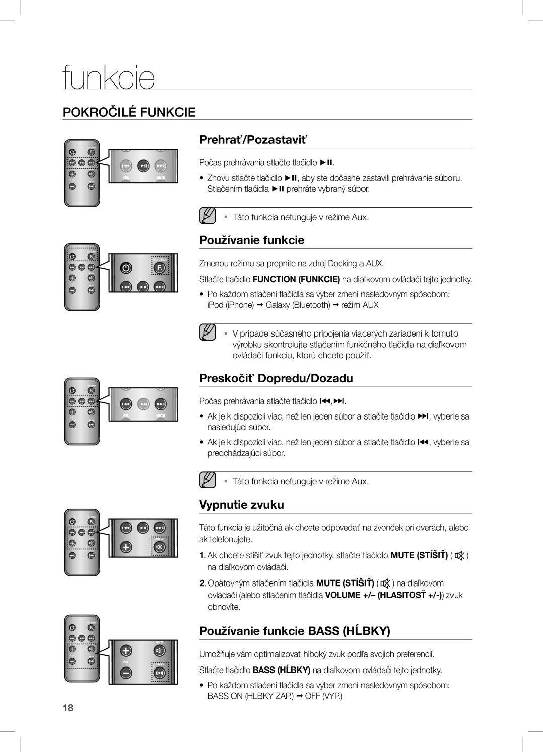 Samsung DA-E550/EN, DA-E550/ZF, DA-E550/XE manual Pokročilé Funkcie 