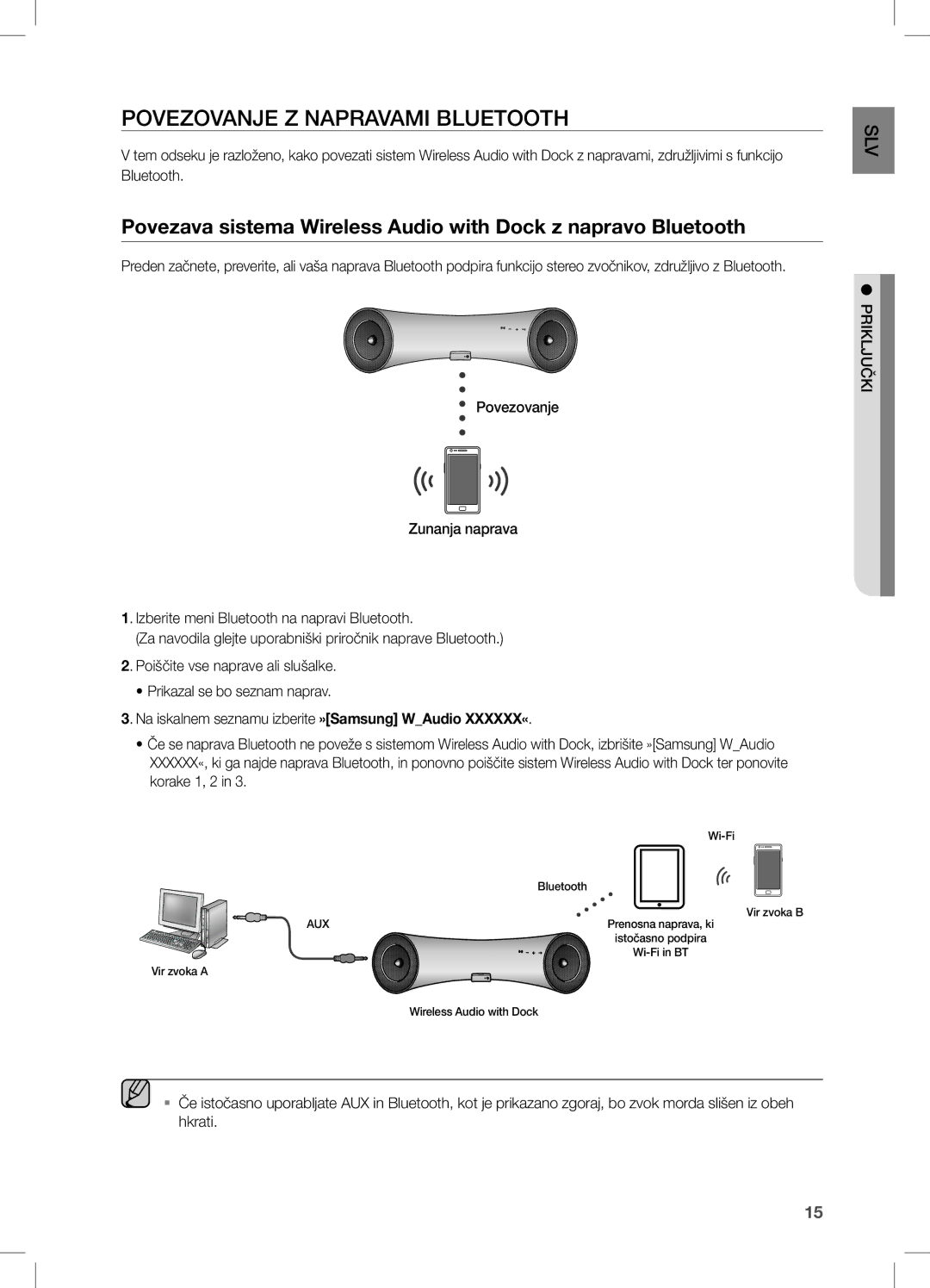 Samsung DA-E550/EN, DA-E550/ZF, DA-E550/XE manual Povezovanje Z Napravami Bluetooth 