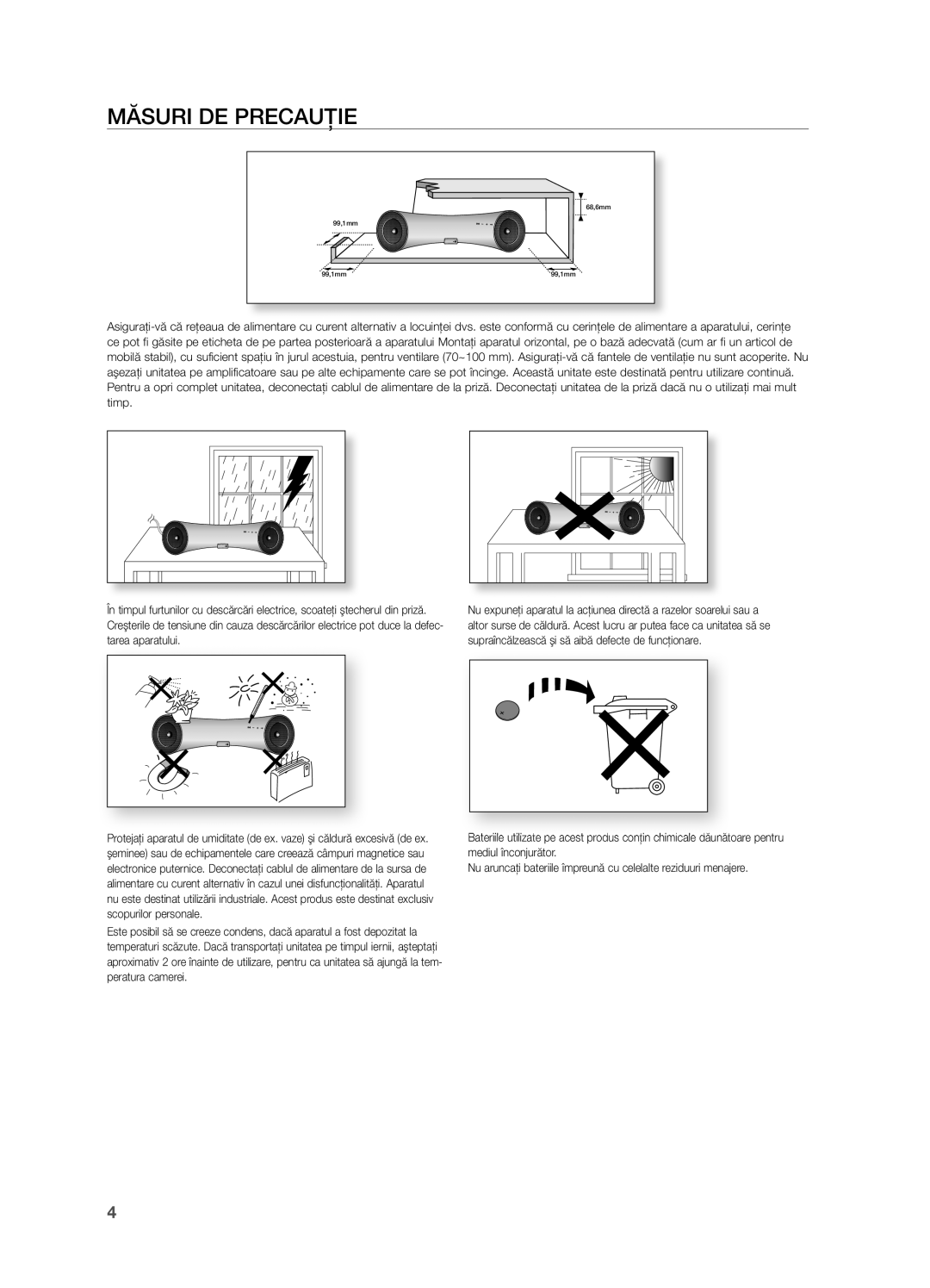 Samsung DA-E550/EN manual MăSURi De PRecAUţie 