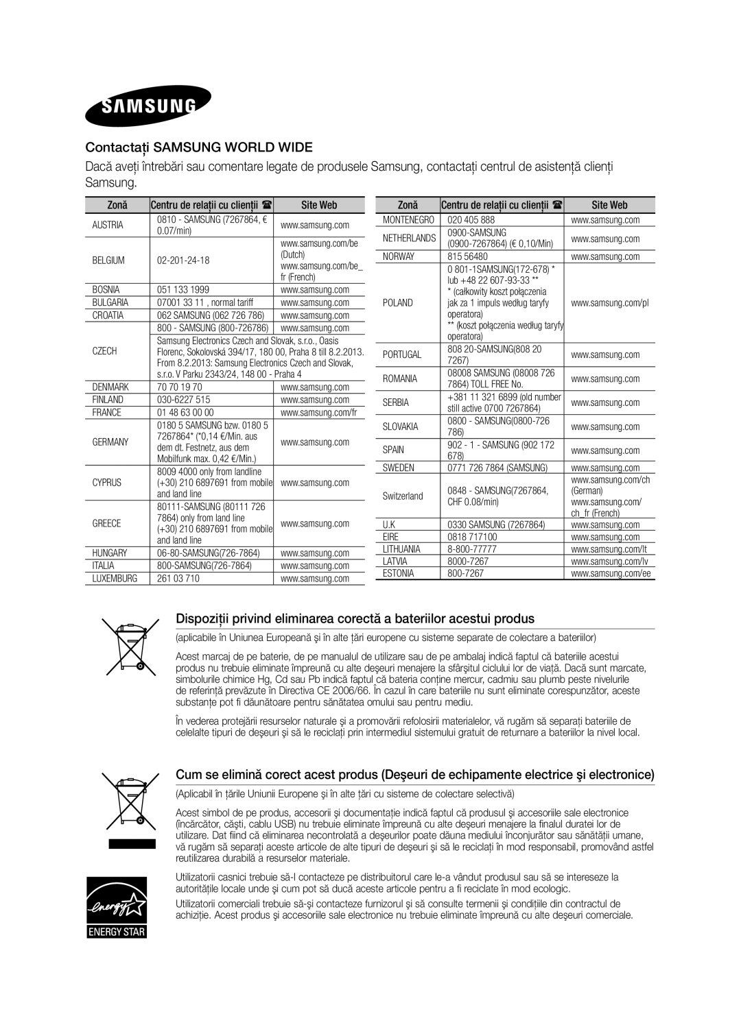 Samsung DA-E550/EN manual Zonă 