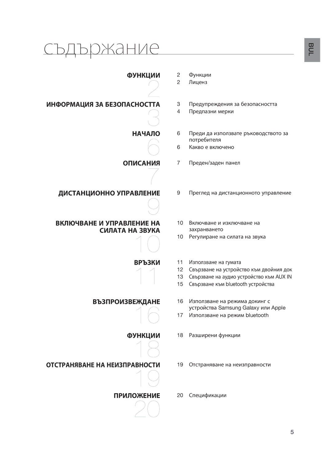 Samsung DA-E550/EN manual Съдържание 