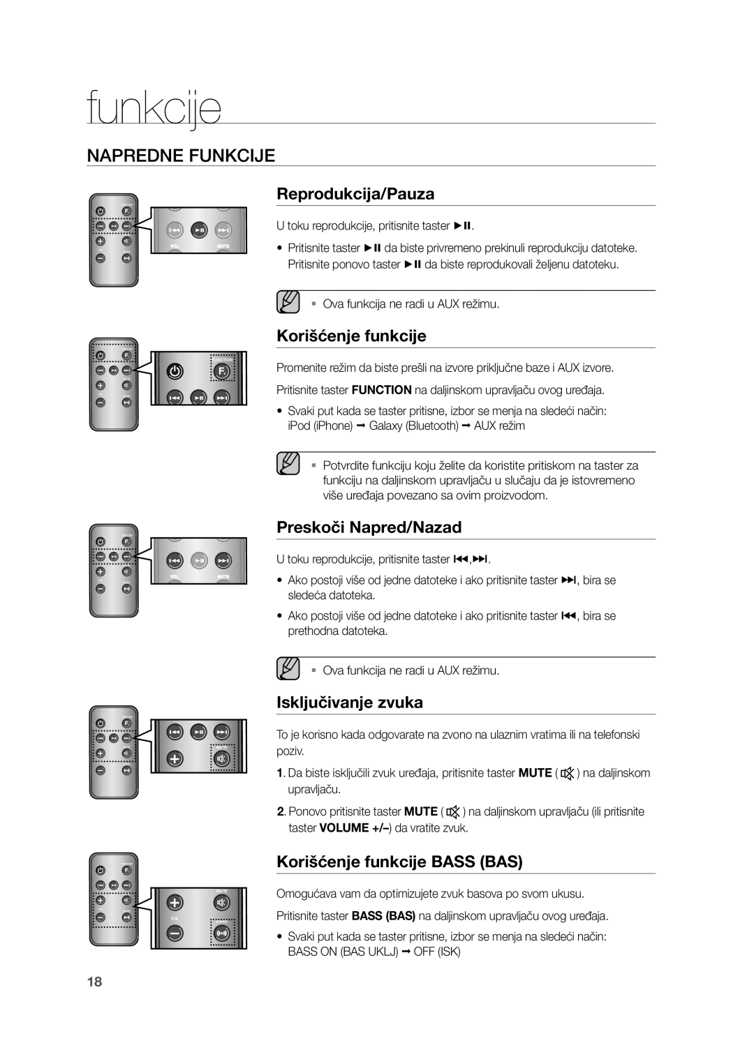 Samsung DA-E550/EN manual Napredne Funkcije 