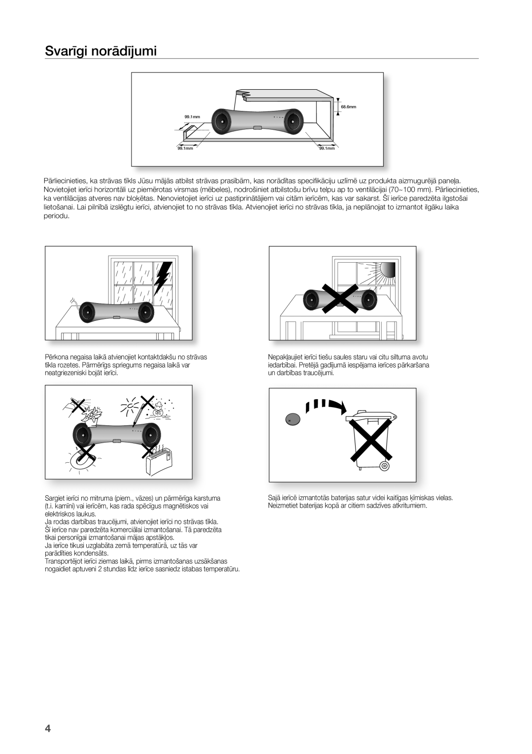 Samsung DA-E550/EN manual Svarīgi norādījumi 