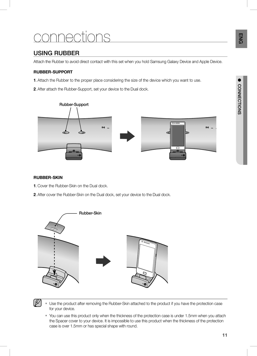 Samsung DA-E550/SQ manual Connections, Using Rubber 