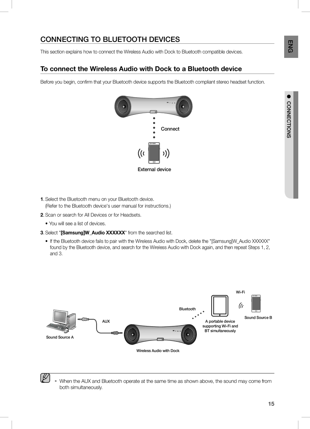 Samsung DA-E550/SQ manual Connecting to Bluetooth Devices 