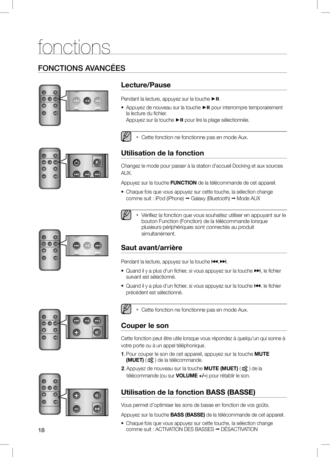 Samsung DA-E550/ZF, DA-E550/TK, DA-E550/EN, DA-E550/XN, DA-E550/UM, DA-E550/SJ, DA-E550/ZN, DA-E550/XE Fonctions Avancées 