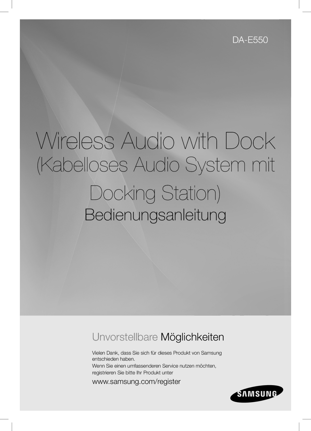 Samsung DA-E550/XE, DA-E550/TK, DA-E550/EN, DA-E550/XN, DA-E550/ZF, DA-E550/UM Kabelloses Audio System mit Docking Station 