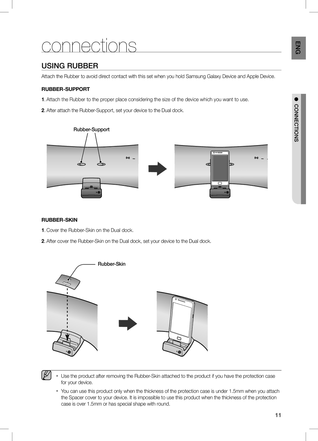 Samsung DA-E550/ZN, DA-E550/UM, DA-E550/SJ manual Connections, Using Rubber 