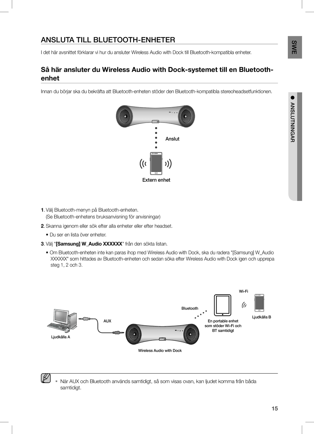 Samsung DA-E550/XE manual Ansluta Till BLUETOOTH-ENHETER 