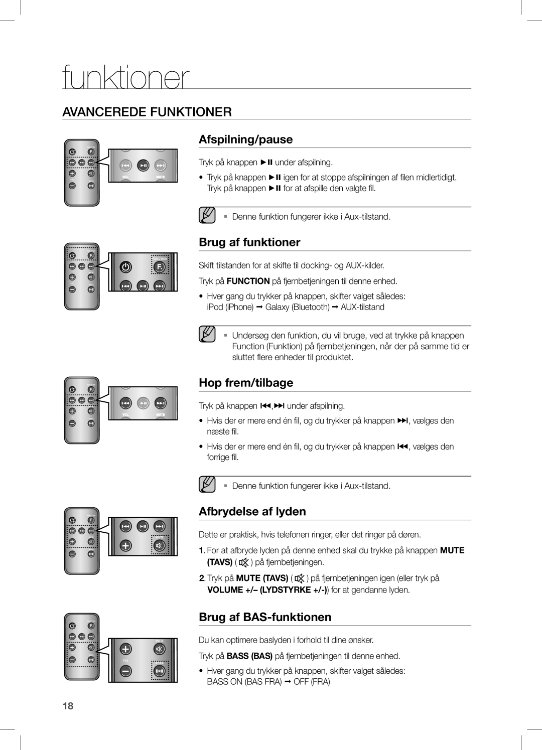 Samsung DA-E550/XE manual Avancerede Funktioner 