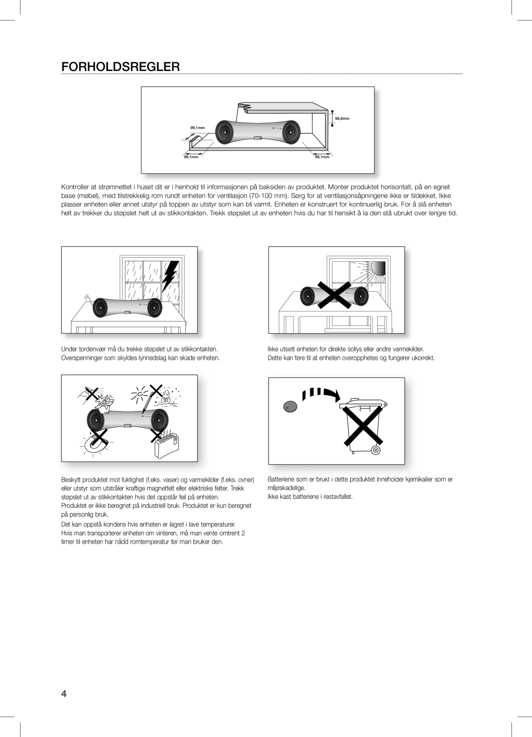 Samsung DA-E550/XE manual FORHOLDsReGLeR 