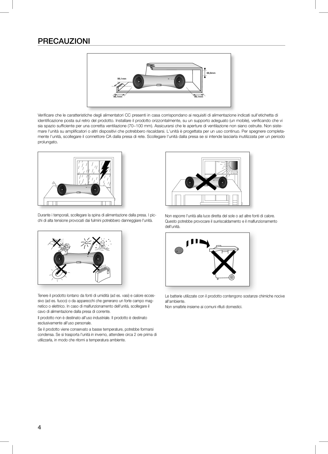 Samsung DA-E550/ZF manual PRecaUziOni 