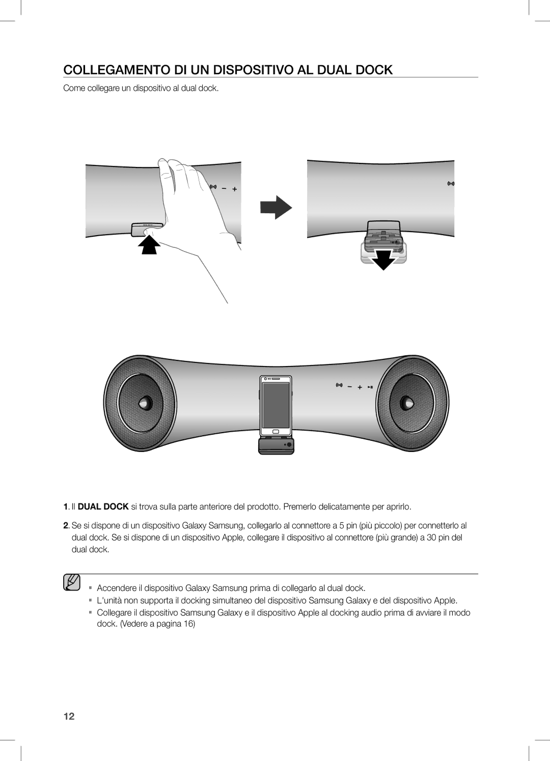 Samsung DA-E550/ZF manual COLLegamenTO Di Un DiSPOSiTiVO aL DUaL DOcK 