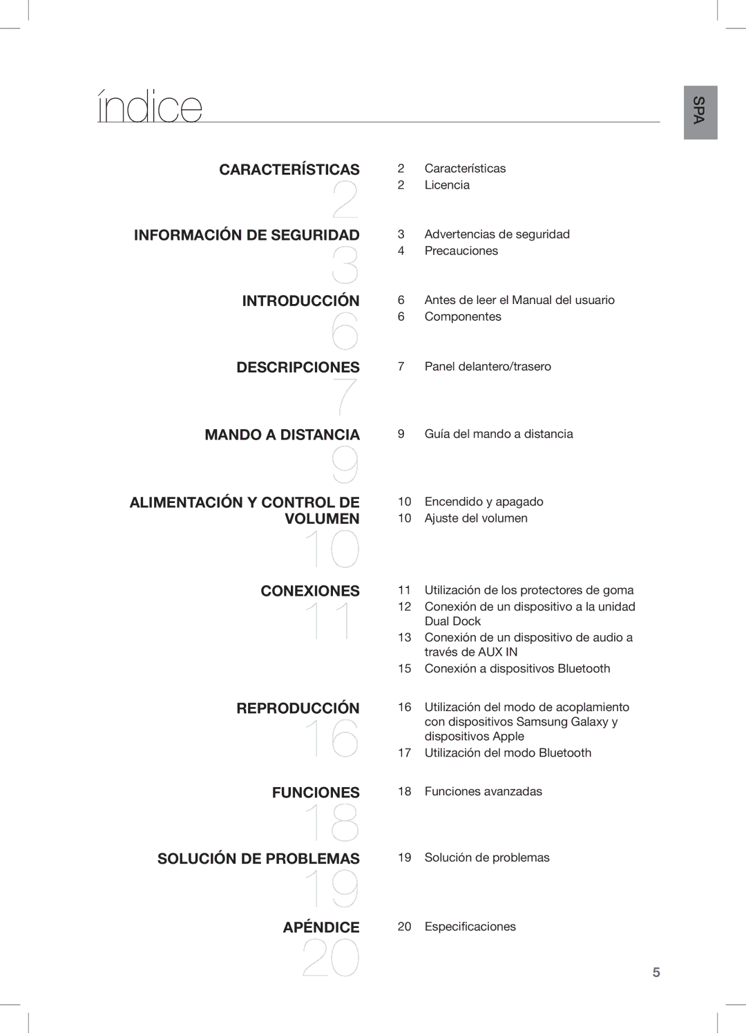 Samsung DA-E550/ZF manual Índice, Conexiones 