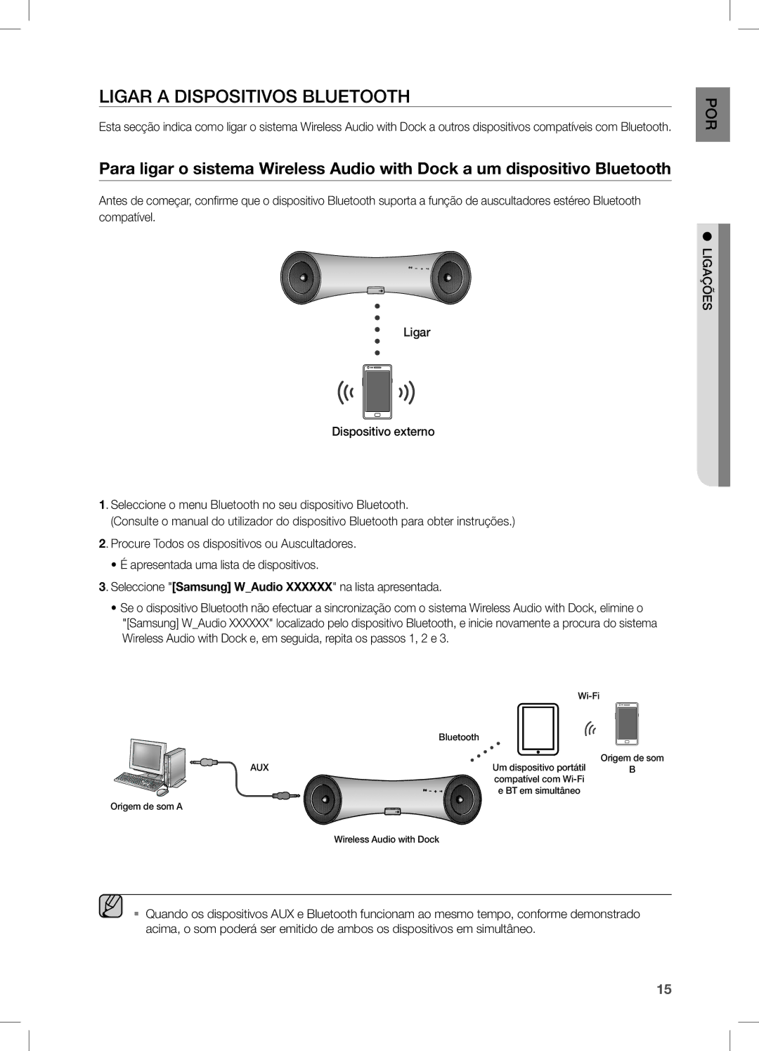 Samsung DA-E550/ZF manual Ligar a Dispositivos Bluetooth 