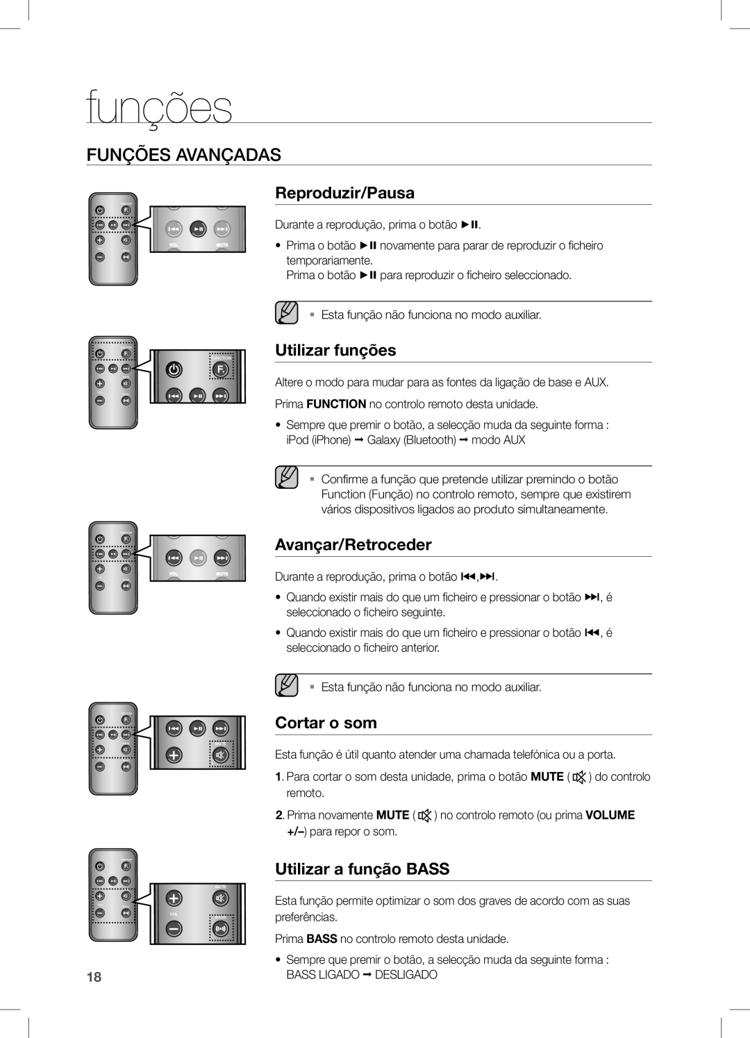 Samsung DA-E550/ZF manual Funções Avançadas 