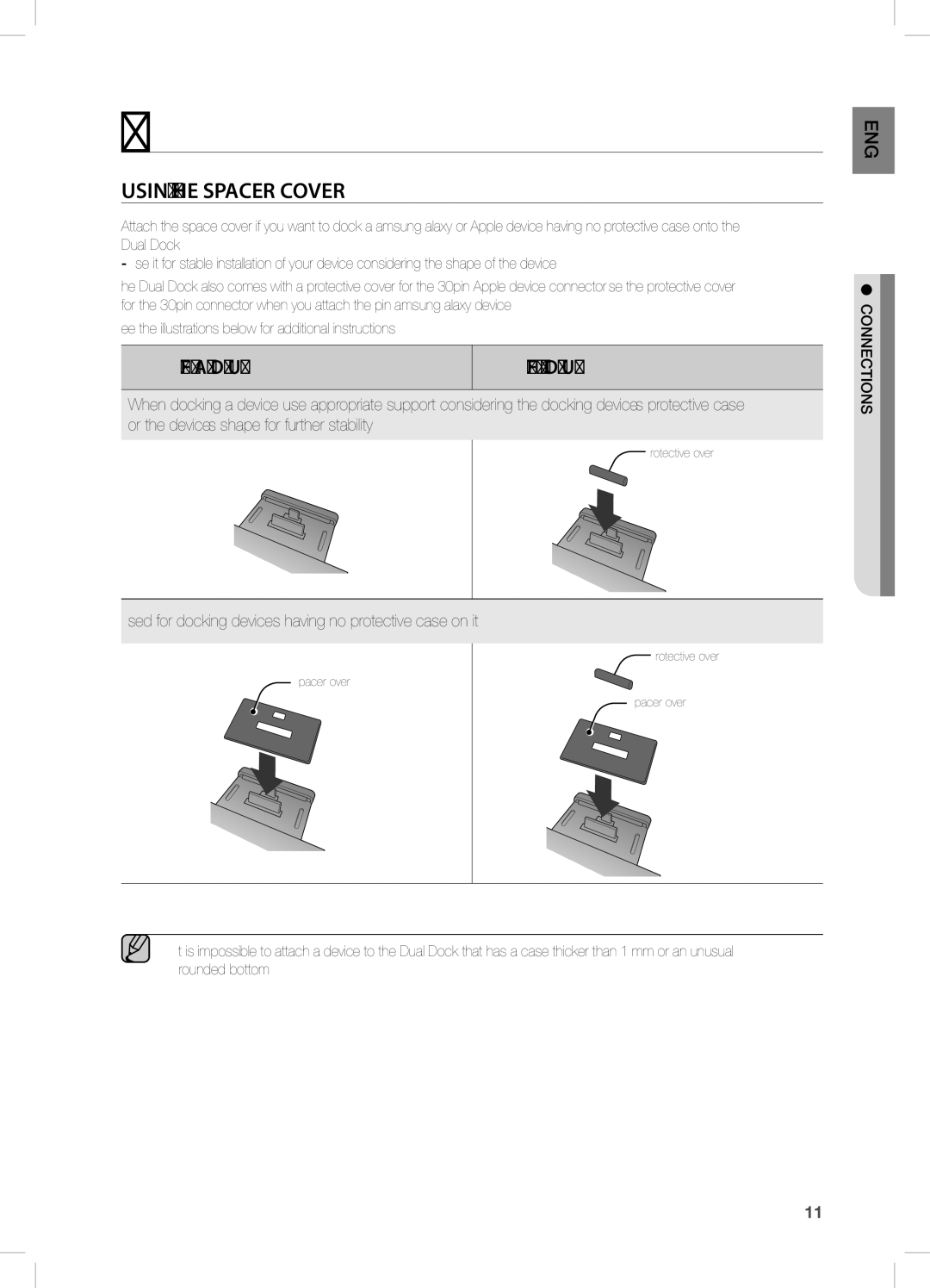 Samsung DA-E570 user manual Connections, Using the sPacer coVer 