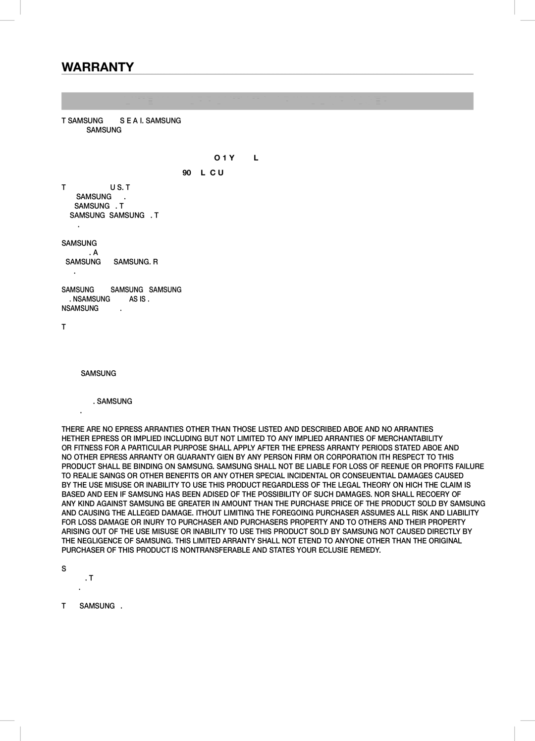 Samsung DA-E570 user manual Limited Warranty to Original Purchaser 