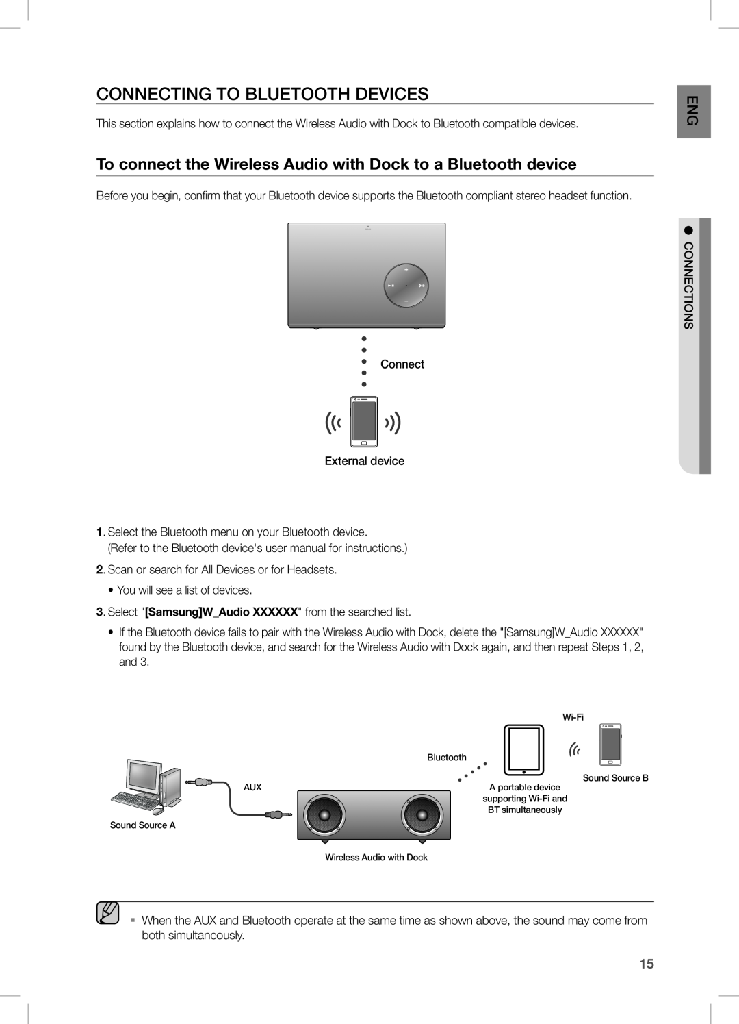 Samsung DA-E570 user manual Connecting To Bluetooth Devices 