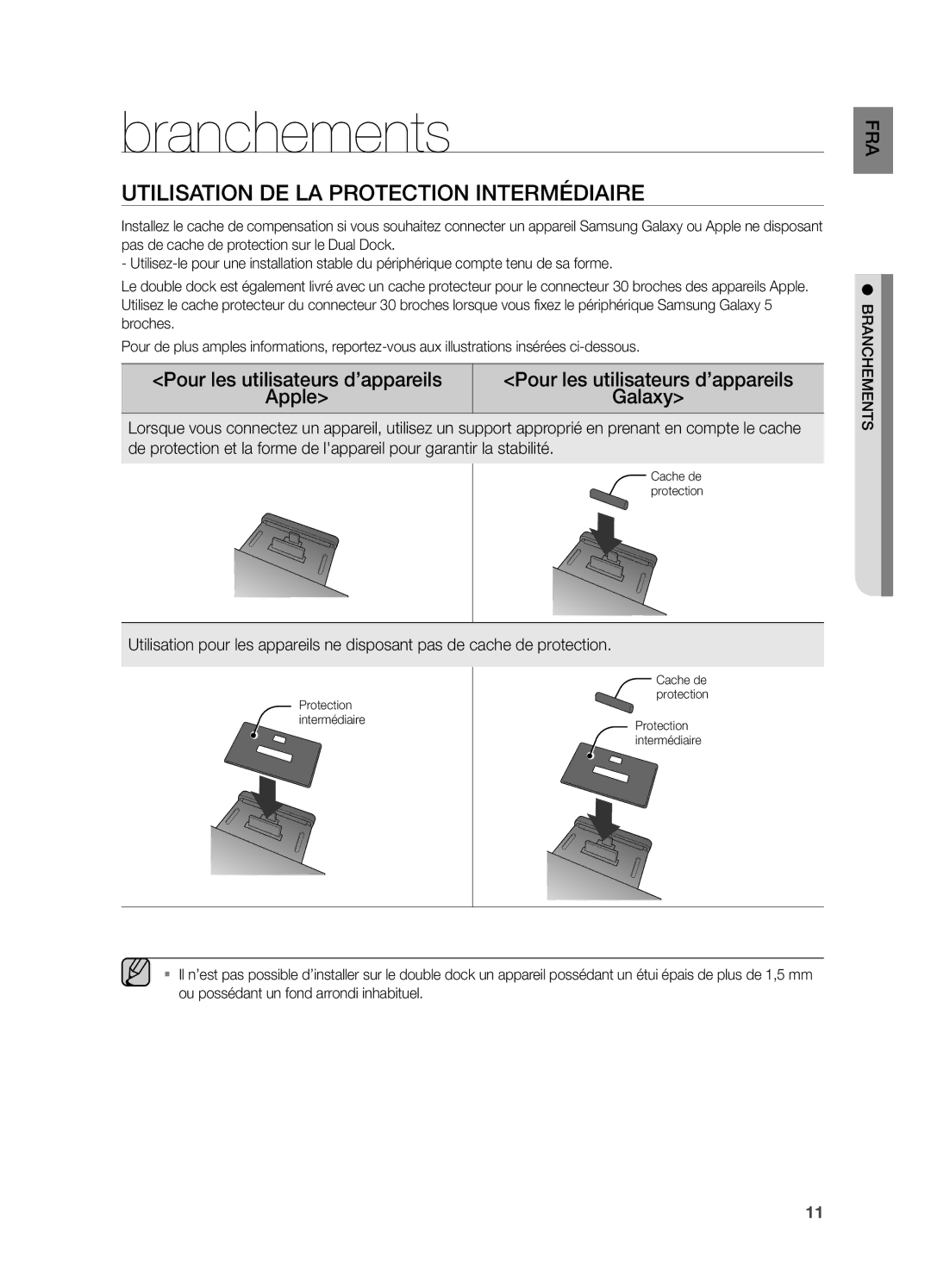 Samsung DA-E570/EN, DA-E570/ZF manual Branchements, UTiLiSATiOn De LA PROTecTiOn inTeRMÉDiAiRe 