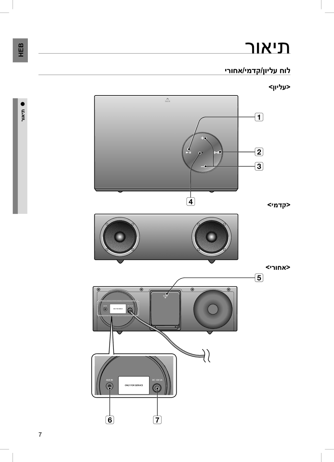 Samsung DA-E570/SQ manual רואית, ירוחא/ימדק/ןוילע חול, 4ימדק ירוחא 