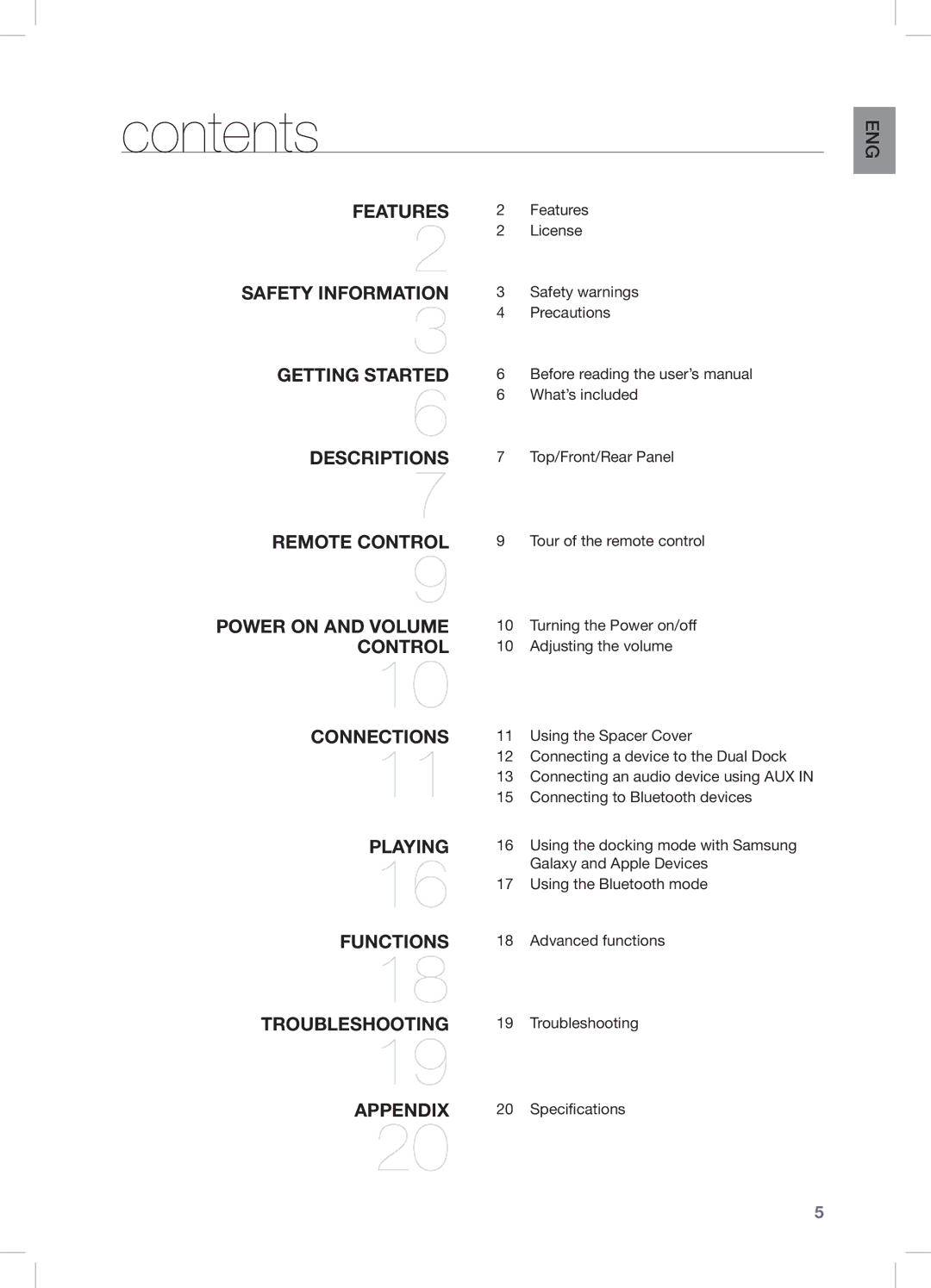 Samsung DA-E570/SQ manual Contents 