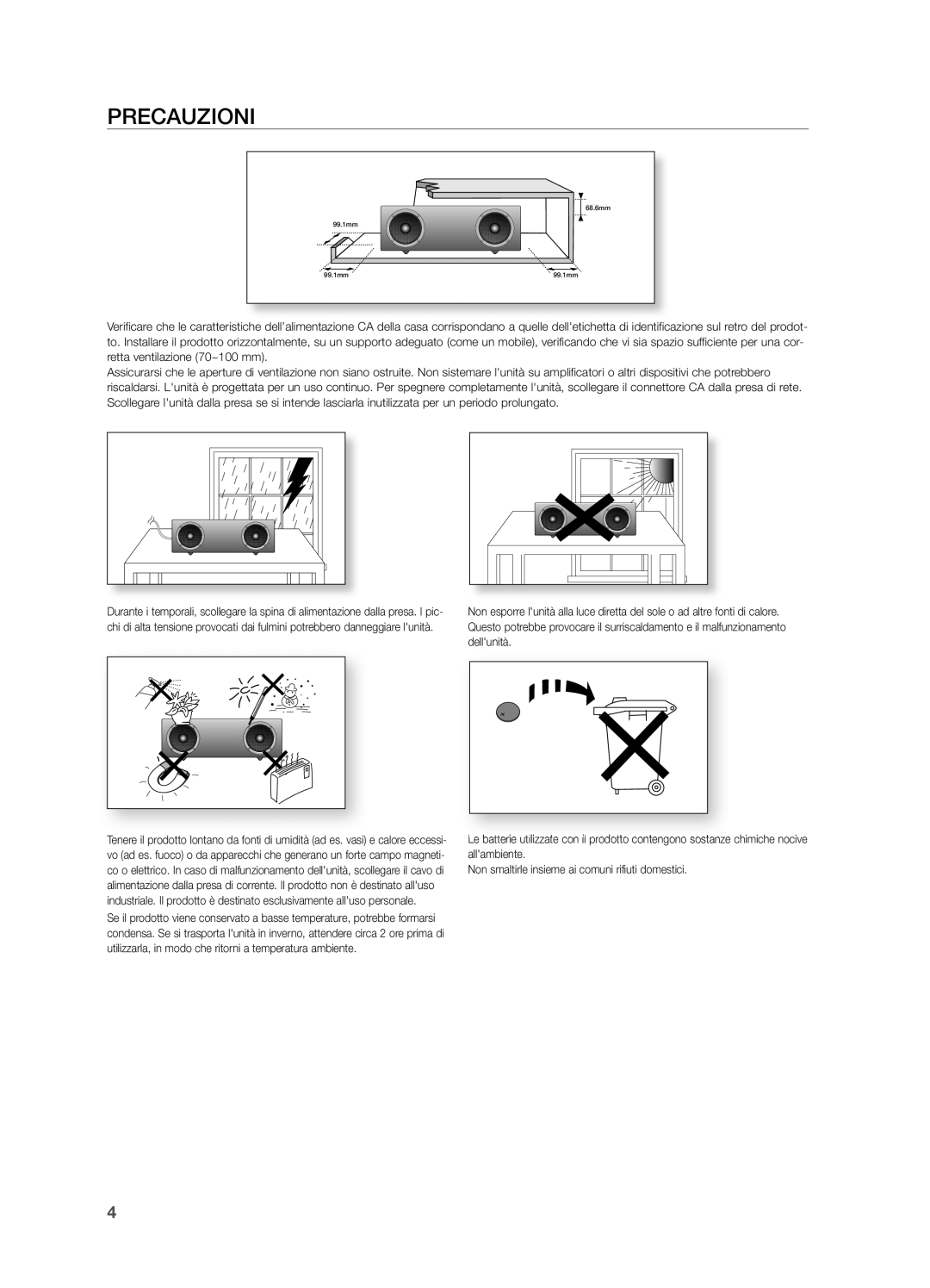 Samsung DA-E570/ZF manual PRecaUziOni 