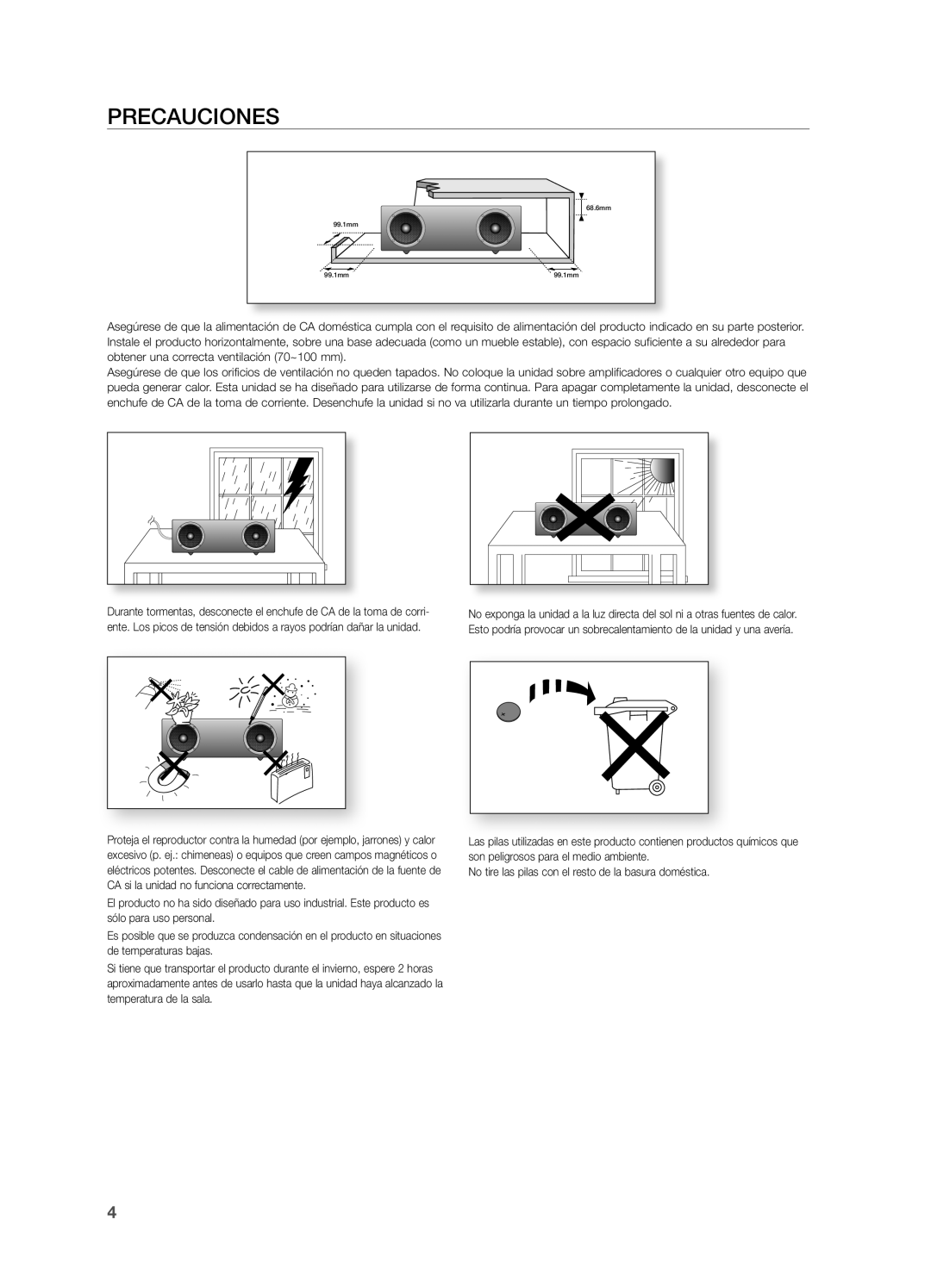 Samsung DA-E570/ZF manual PRecaUciOneS 