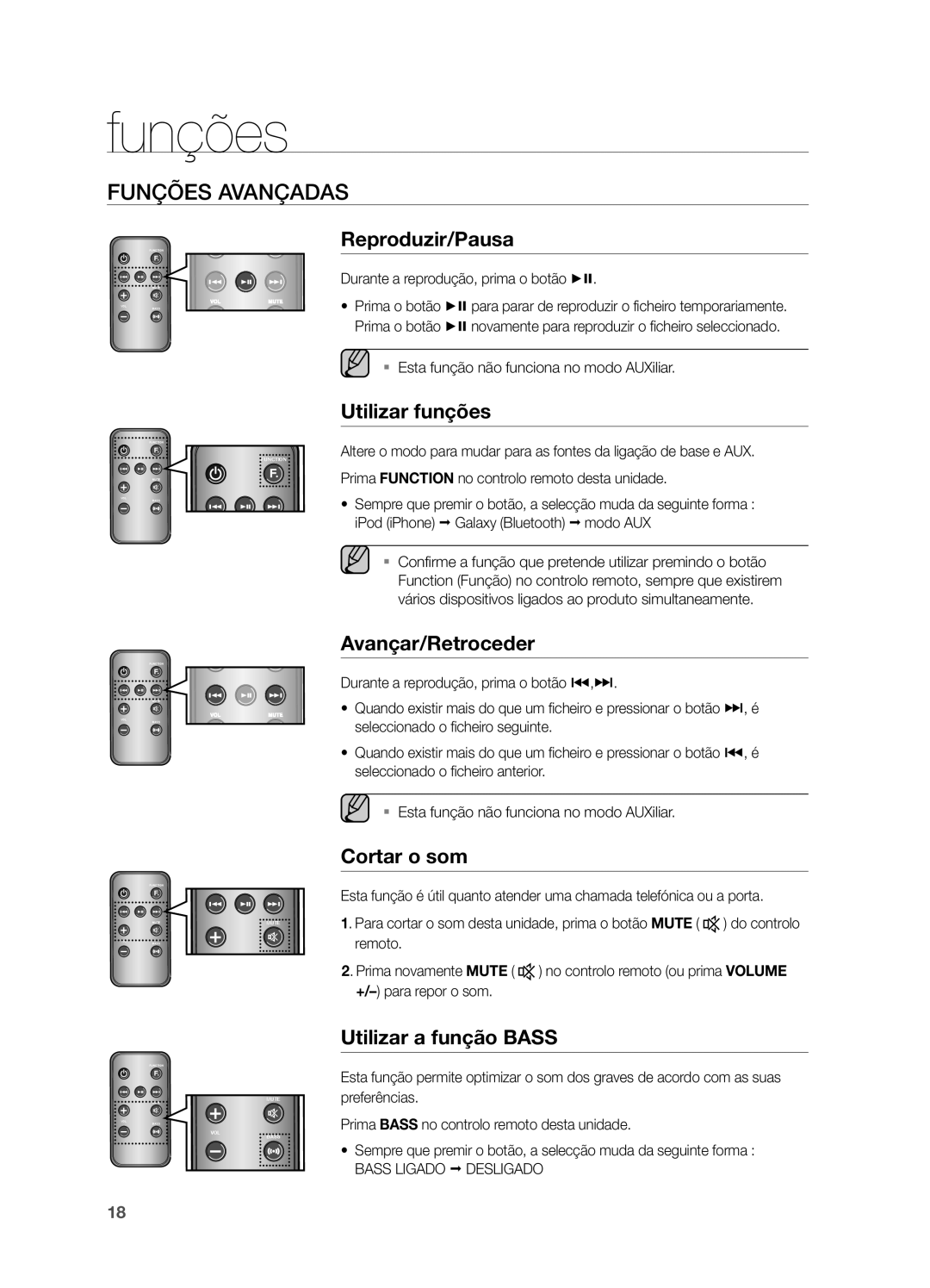 Samsung DA-E570/ZF manual Funções Avançadas 