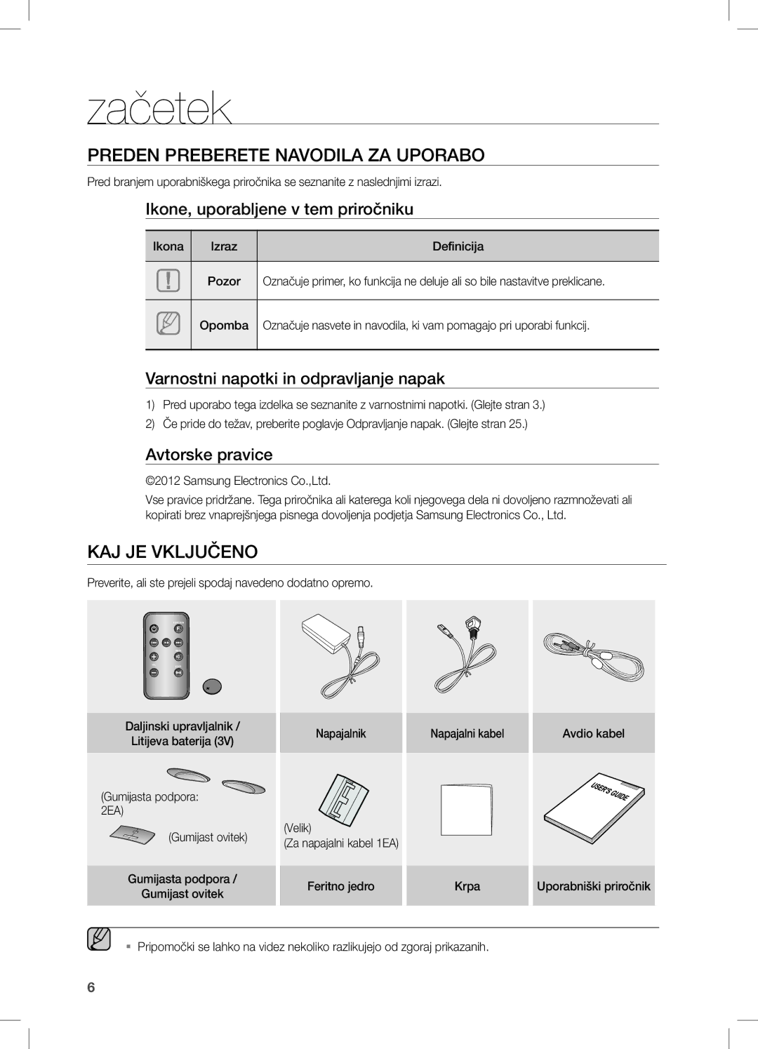 Samsung DA-E651/EN, DA-E650/EN, DA-E651/XE manual Začetek, Preden preberete navodila za uporabo, KAJ JE Vključeno 