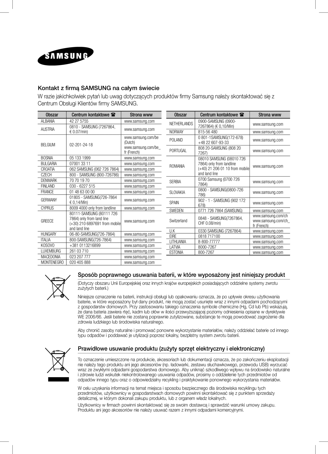 Samsung DA-E651/EN, DA-E650/EN, DA-E651/XE manual Obszar 