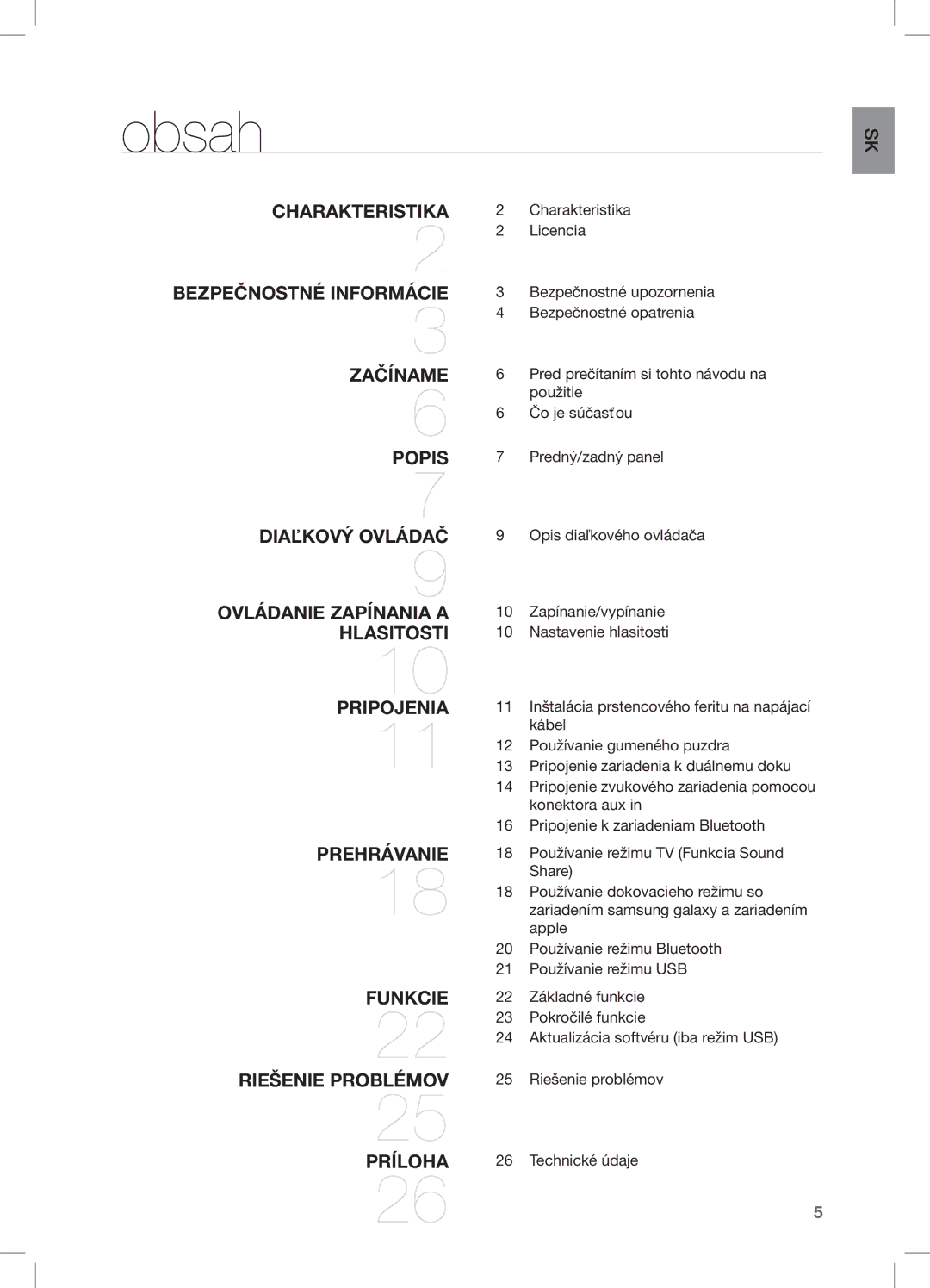 Samsung DA-E651/EN, DA-E650/EN, DA-E651/XE manual Obsah 