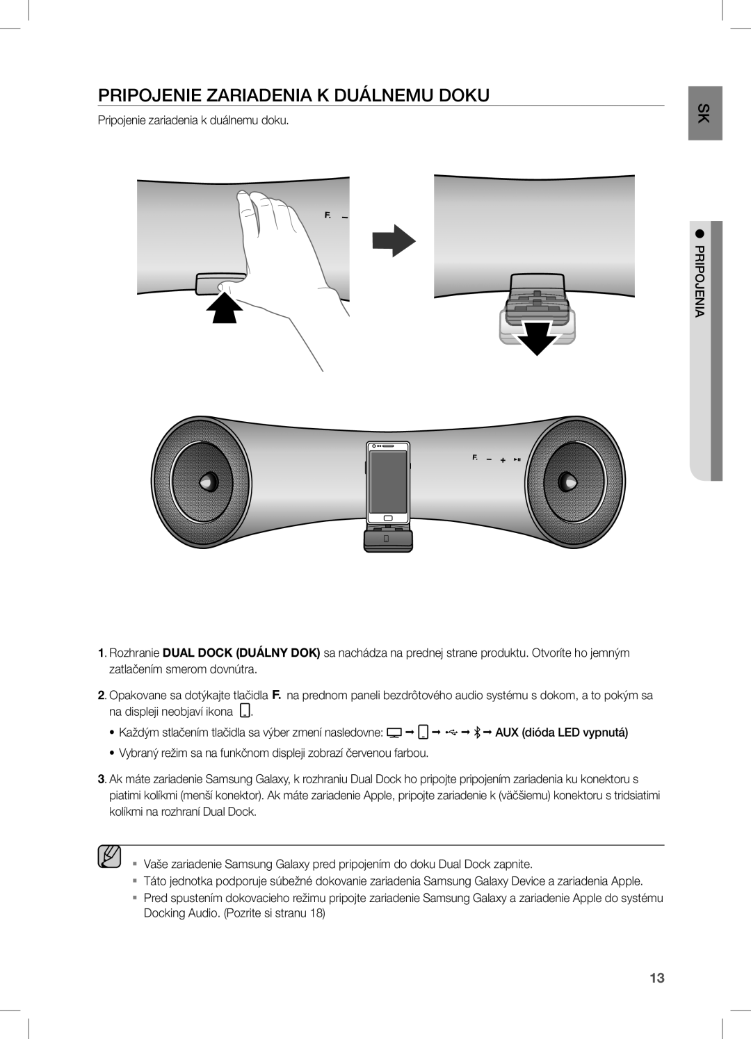 Samsung DA-E650/EN, DA-E651/EN, DA-E651/XE manual PRiPOJenie ZaRiaDenia K DUÁLneMU Doku 