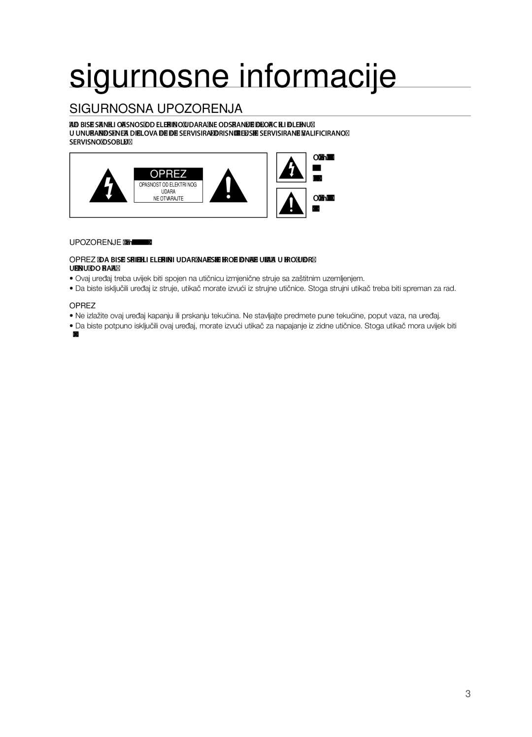 Samsung DA-E651/EN, DA-E650/EN Od električnog udara ili ozljede, Ovaj simbol označava važne upute, Priložene uz proizvod 