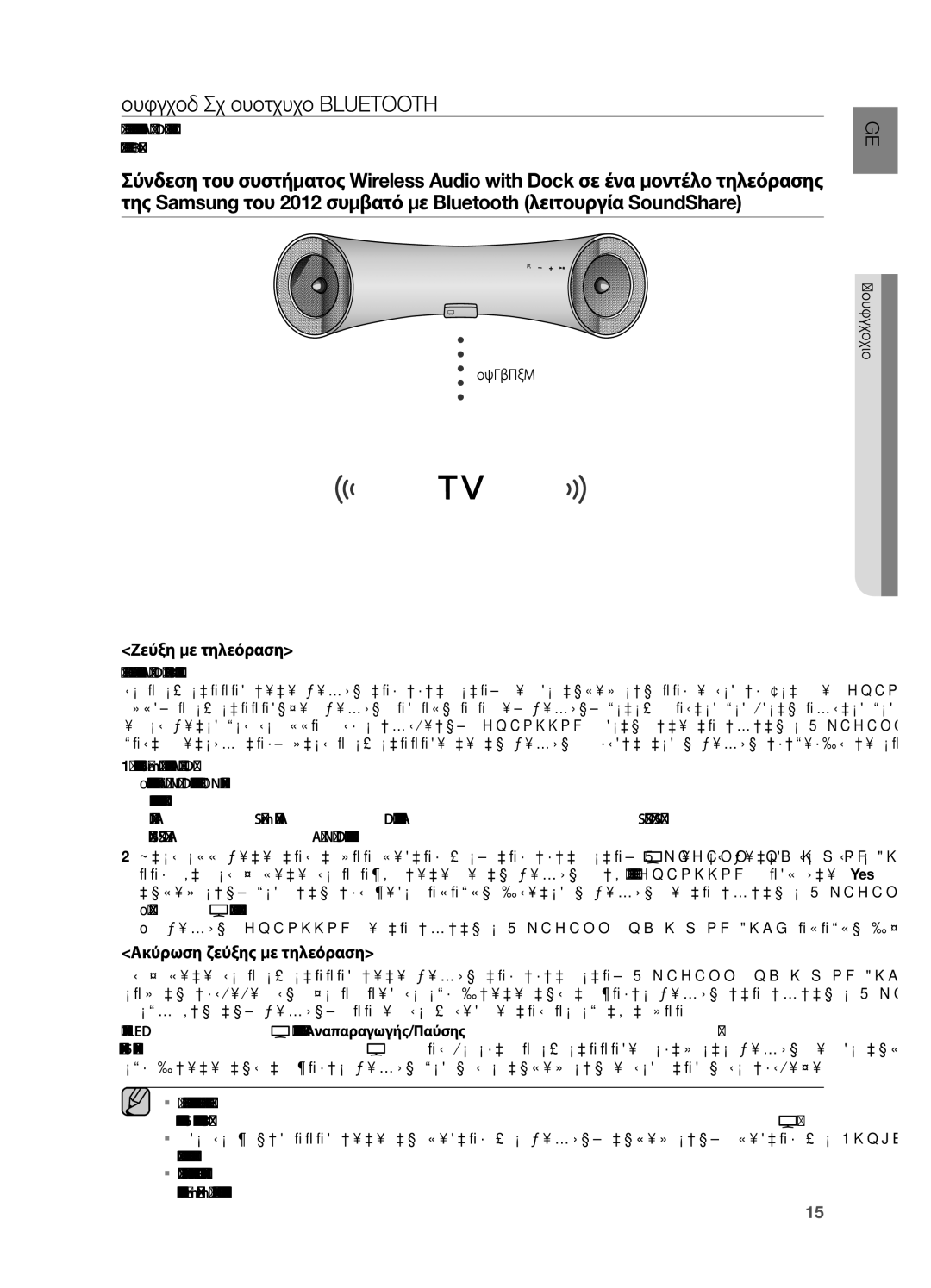 Samsung DA-E651/EN, DA-E650/EN Συνδεση ΜΕ Συσκευεσ Bluetooth, Ζεύξη με τηλεόραση, Ακύρωση ζεύξης με τηλεόραση, Σύνδεση 