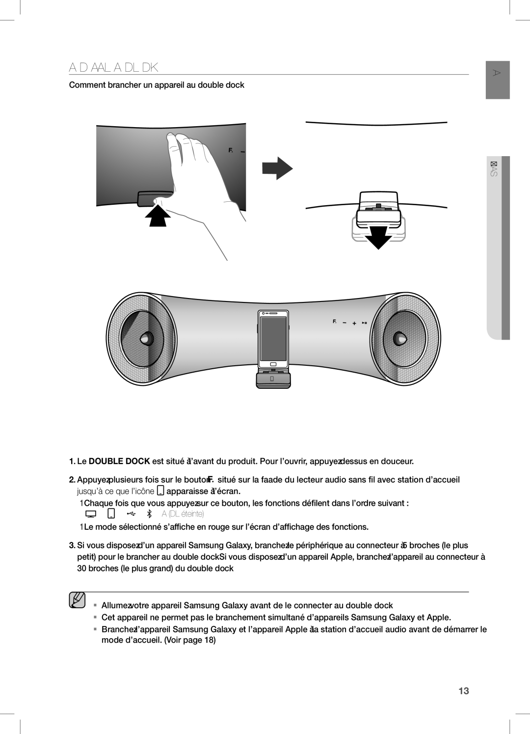 Samsung DA-E651/XN, DA-E650/EN, DA-E651/EN, DA-E650/ZF, DA-E651/ZF BRAncHeMenT D’Un APPAReiL AU DOUBLe DOcK, BRAncHeMenTS 