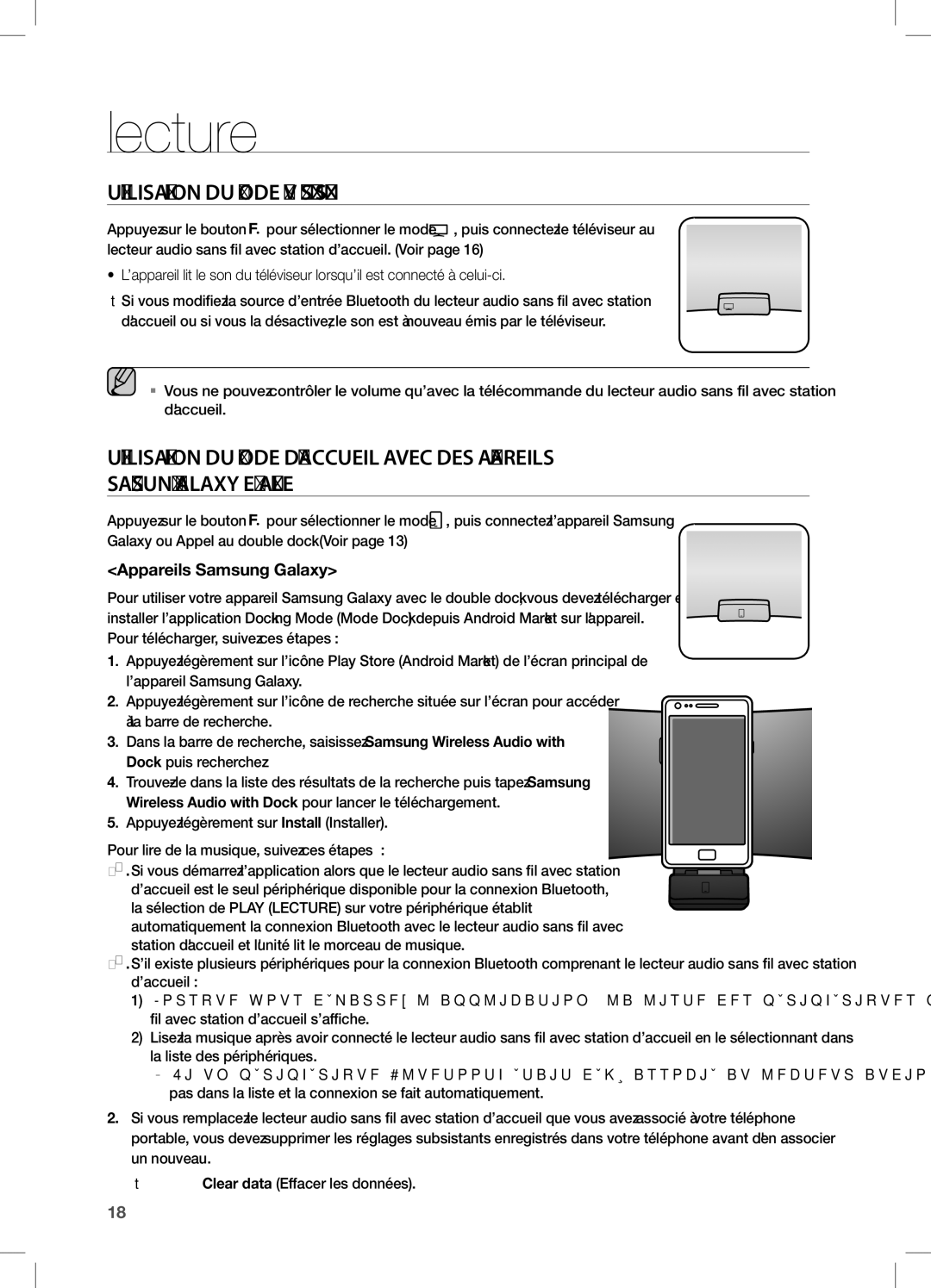 Samsung DA-E650/SJ, DA-E650/EN, DA-E651/XN, DA-E651/EN Lecture, Utilisation DU Mode TV Sound Share, Appareils Samsung Galaxy 