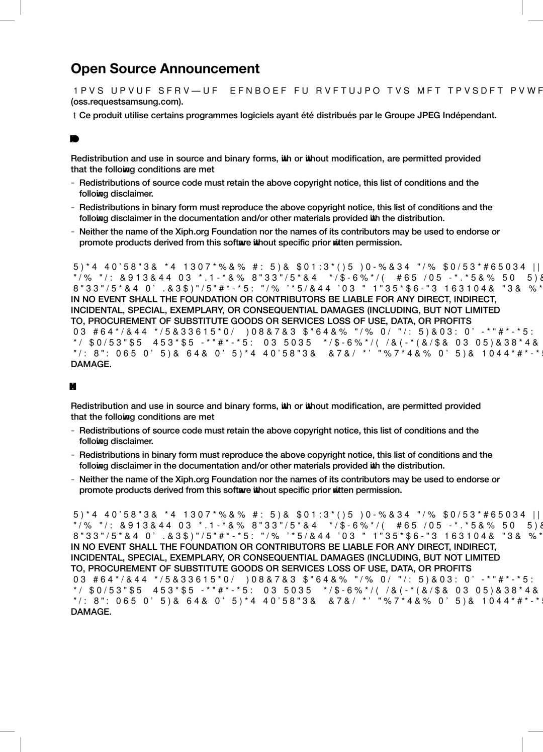 Samsung DA-E650/ZF, DA-E650/EN, DA-E651/XN, DA-E651/EN manual Open Source Announcement 